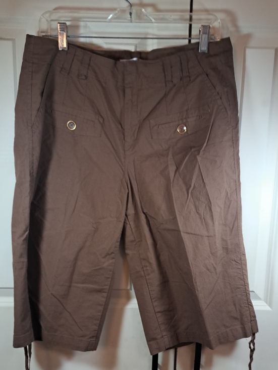 Roman's Pants - Women’s Brown Drawstring Capri Pants